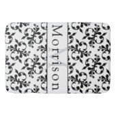 黒エレガントと白のダマスクフランスのパターン バスマット (正面)