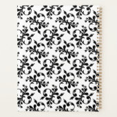 黒エレガントと白のダマスクフランスのパターン プランナー手帳 (裏面)