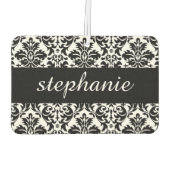 黒エレガントと白のダマスク模様 カーエアーフレッシュナー (裏面)