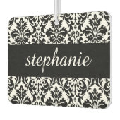 黒エレガントと白のダマスク模様 カーエアーフレッシュナー (左)