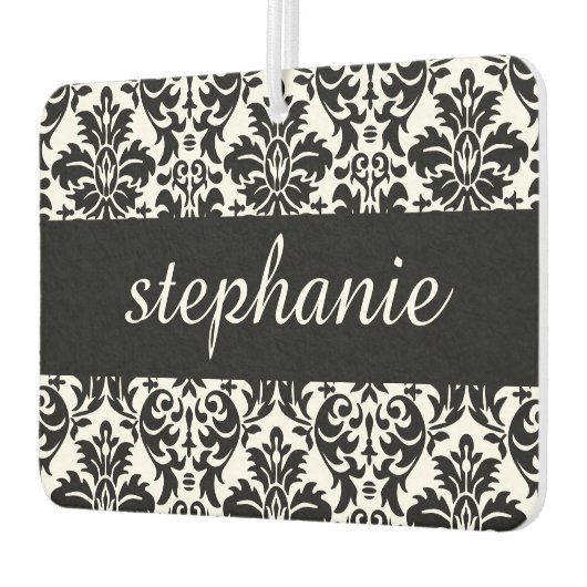 黒エレガントと白のダマスク模様 カーエアーフレッシュナー (左)