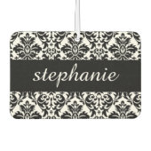 黒エレガントと白のダマスク模様 カーエアーフレッシュナー (正面)