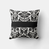 黒エレガントと白のダマスク模様 クッション (裏面)