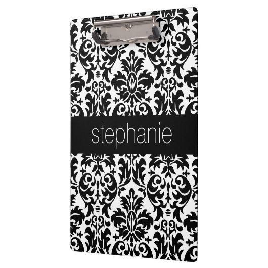 黒エレガントと白のダマスク模様 クリップボード (左)