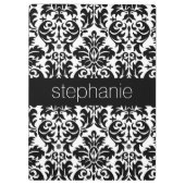 黒エレガントと白のダマスク模様 クリップボード (裏面)