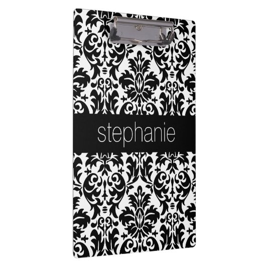 黒エレガントと白のダマスク模様 クリップボード (右)