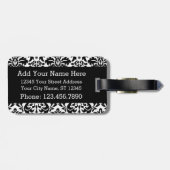 黒エレガントと白のダマスク模様 ラゲッジタグ (裏面横)