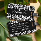 黒エレガントと白のダマスク模様 ラゲッジタグ