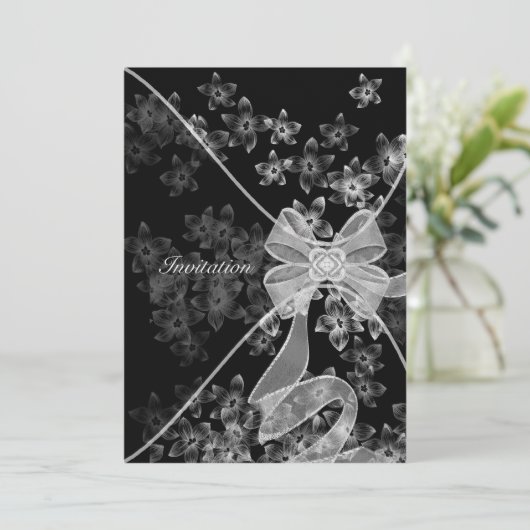 黒エレガントと白のハナミズキパーティー 招待状 (スタンド正面)
