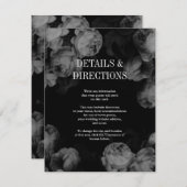 黒エレガントと白のバラの結婚挿入カード エンクロージャーカード (正面/裏面)
