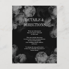 黒エレガントと白のバラの結婚挿入カード エンクロージャーカード