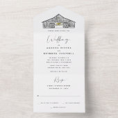 黒エレガントと白のバ結婚ーン オールインワン招待状 (内側)