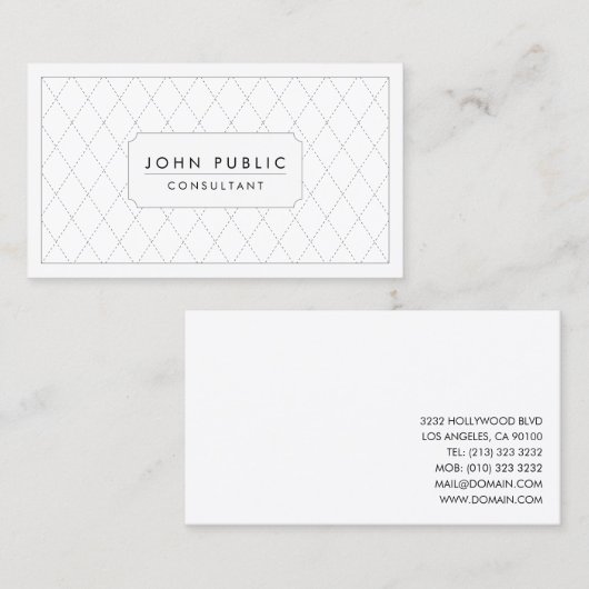 黒エレガントと白のパターン 名刺 (正面/裏面)