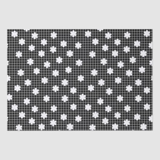 黒エレガントと白のフローラグリッド 薄葉紙 (正面)