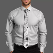 黒エレガントと白のフローラ ネクタイ