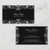 黒エレガントと白のフローラ 名刺 (正面/裏面)