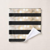 黒エレガントと白のライトストライプシッモダンク バスタオルセット (ウォッシュタオル)