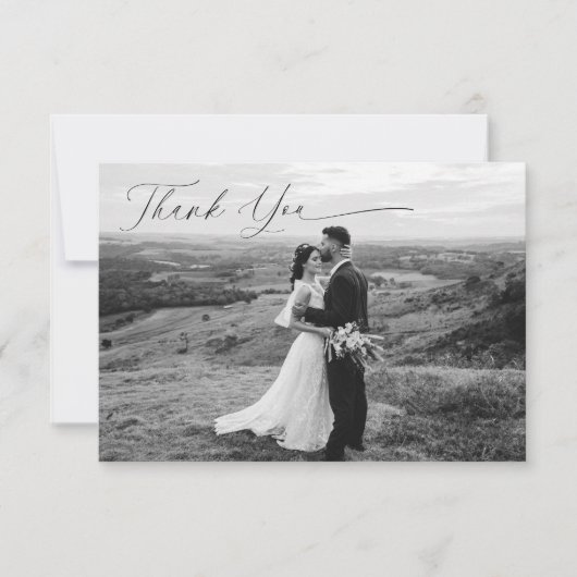 黒エレガントと白の写モダン真 サンキューカード (正面)