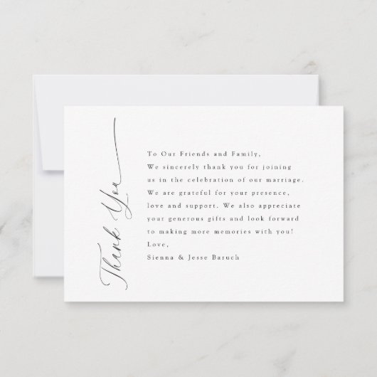 黒エレガントと白の写モダン真 サンキューカード (裏面)