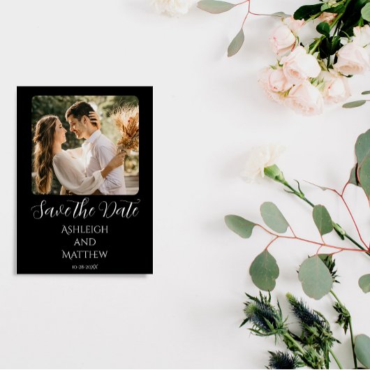 黒エレガントと白の写真 セーブザデート