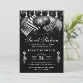 黒エレガントと白の冬のボーブルズスウィート16 招待状 (スタンド正面)