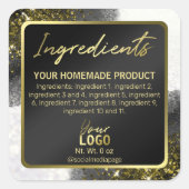 黒エレガントと白の原料ラベル スクエアシール (正面)