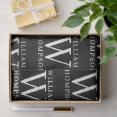 黒エレガントと白の名モノグラムの前イニシャル 薄葉紙 (ギフト)