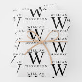 黒エレガントと白の名モノグラムの前 ラッピングペーパーシート (インサイチュ)