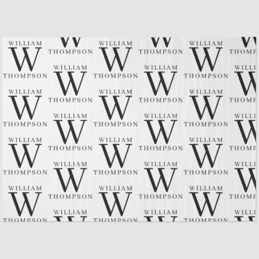 黒エレガントと白の名モノグラムの前 薄葉紙 (正面)