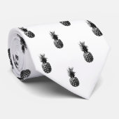 黒エレガントと白の夏のパイナップルパターン ネクタイ (ロール)
