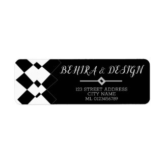 黒エレガントと白の幾何学的模様 ラベル