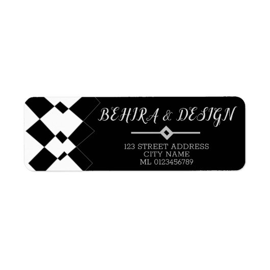 黒エレガントと白の幾何学的模様 ラベル (正面)