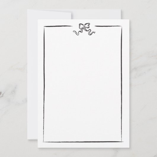 黒エレガントと白の手描き弓 招待状 (裏面)