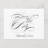 黒エレガントと白の日付の保存 案内ポストカード (正面)