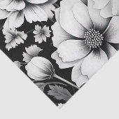 黒エレガントと白の水色フローラ 薄葉紙 (詳細)