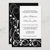 黒エレガントと白の渦巻き 招待状 (正面/裏面)