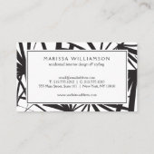 黒エレガントと白の熱帯性ヤシの葉 名刺 (裏面)