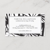 黒エレガントと白の熱帯性ヤシの葉 名刺 (裏面)