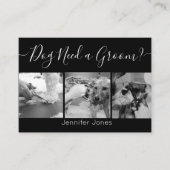 黒エレガントと白の犬のグルーミング追加ロゴ 名刺 (正面)