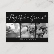 黒エレガントと白の犬のグルーミング追加ロゴ