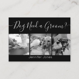 黒エレガントと白の犬のグルーミング追加ロゴ 名刺