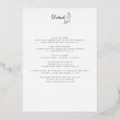 黒エレガントと白の紋章と詳細結婚 箔招待状 (裏面)