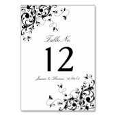 黒エレガントと白の結婚テーブル番号 テーブルナンバー (正面)