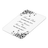 黒エレガントと白の結婚式の日付を保存 マグネット (左側)