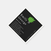 黒エレガントと白の緑の葉秋の結婚式 スタンダードカクテルナプキン (角)