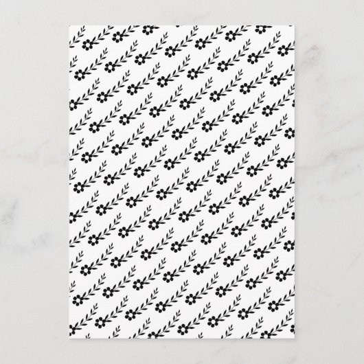 黒エレガントと白の花ブライダルビンゴカード エンクロージャーカード (裏面)