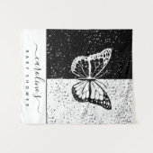 黒エレガントと白の蝶の赤ちゃんシャワー点々のある タペストリー (正面(横))