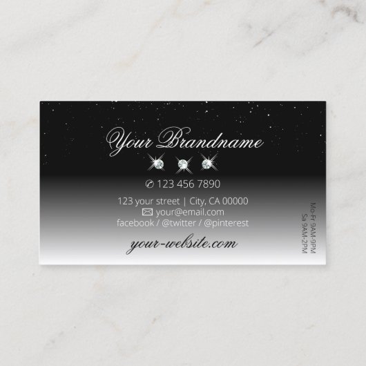 黒エレガントと白の輝くダイヤスタイリッシュ 名刺 (裏面)