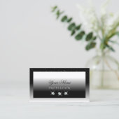 黒エレガントと白の輝くダイヤスタイリッシュ 名刺 (スタンド正面)