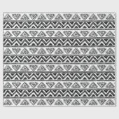 黒エレガントと白の部族パターン ラッピングペーパー (フラット)